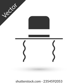 Grey Orthodox jewish hat with sidelocks icon isolated on white background. Jewish men in the traditional clothing. Judaism symbols.  Vector Illustration