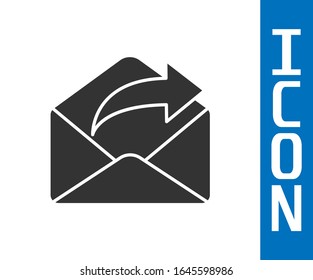Grey Outgoing mail icon isolated on white background. Envelope symbol. Outgoing message sign. Mail navigation button.  Vector Illustration