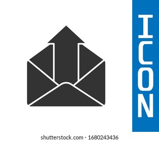 Grey Outgoing mail icon isolated on white background. Envelope symbol. Outgoing message sign. Mail navigation button.  Vector Illustration