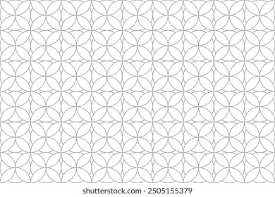 Grey outline circle geometric seamless pattern. Vector Repeating Texture.