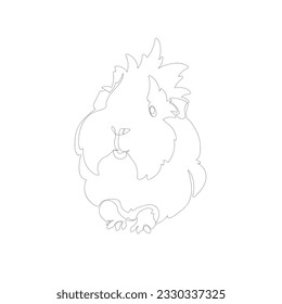 Grey outline cute guinea pig on white background. Graphic drawing. Vector illustration.