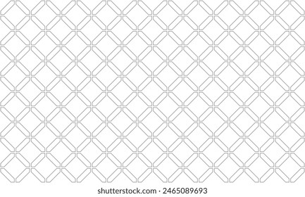 Grey outline elongated hexagon in diamond shape seamless pattern. Vector Repeating Texture.