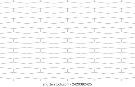 Grey outline elongated hexagon seamless pattern. Vector Repeating Texture.