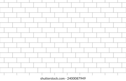 Grey outline offset rectangles shape seamless pattern looks like a brick wall. Vector Repeating Texture.
