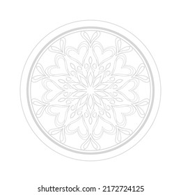 Patrón redondo ornamental de contorno gris sobre fondo blanco. Diseño de plantilla de tarjeta. Ilustración vectorial.