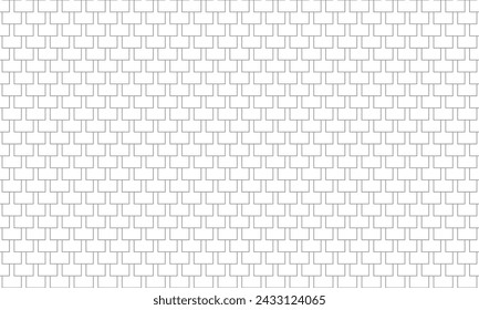 Grey outline rectangles abstract roof tile seamless pattern. Vector Repeating Texture.