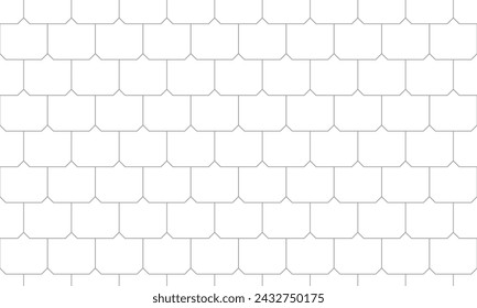 Grey outline square roof tile pattern. Vector Repeating Texture.