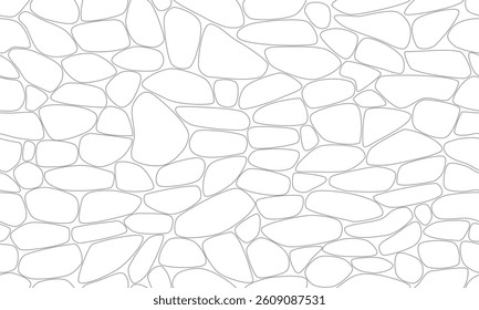 Grey outline stone texture seamless pattern. Vector Repeating Texture.