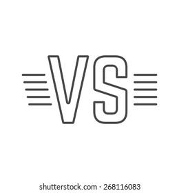 grey outline versus sign like opposition. concept of confrontation, retro mark, together, standoff, final fighting. isolated on white background. flat style modern logotype design vector illustration