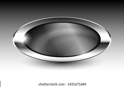 Fondo ovalado gris con marco plateado, con espacio para tu texto. Ilustración del vector