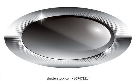 Grey oval background with a silver frame, with space for your text. Vector illustration.