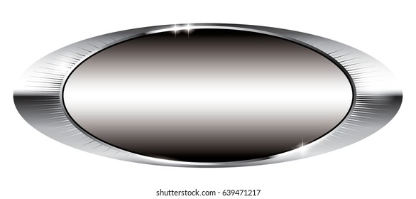 Grey oval background with a silver frame, with space for your text. Vector illustration.