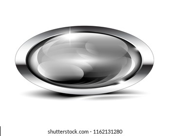 Grey oval crystal background with a silver frame, with space for your text. Vector illustration.