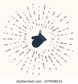 Grey Oven glove icon isolated on beige background. Kitchen potholder sign. Cooking glove. Abstract circle random dots. Vector Illustration