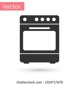 Grey Oven icon isolated on white background. Stove gas oven sign. Vector Illustration