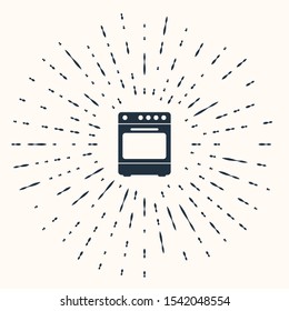 Grey Oven icon isolated on beige background. Stove gas oven sign. Abstract circle random dots. Vector Illustration