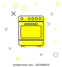 Grey Oven line icon isolated on white background. Stove gas oven sign. Vector Illustration