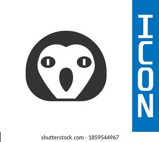 Grey Owl bird icon isolated on white background. Animal symbol.  Vector