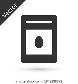 Grey Pack full of seeds of a specific plant icon isolated on white background. Vector