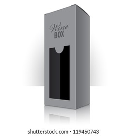 Grey Packaging Box For Wine Bottles. Vector Illustration