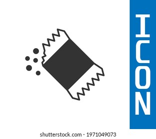 Grey Packet of pepper icon isolated on white background.  Vector