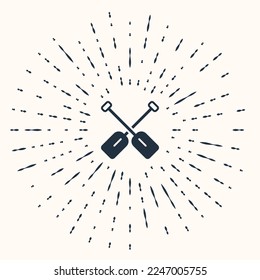 Grey Paddle icon isolated on beige background. Paddle boat oars. Abstract circle random dots. Vector