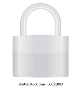 Grey padlock on a white background. Vector illustration.
