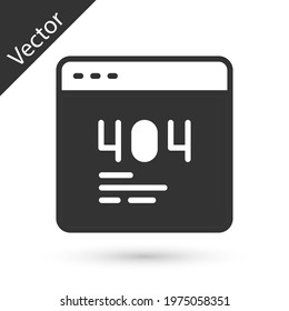 Grey Page with a 404 error icon isolated on white background. Template reports that the page is not found.  Vector