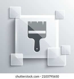 Icono de pincel de pintura gris aislado en fondo gris. Paneles de vidrio cuadrado. Vector