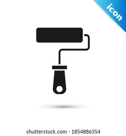 Grey Paint roller brush icon isolated on white background.  Vector