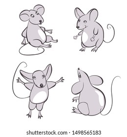Grey painted mouse from different sides