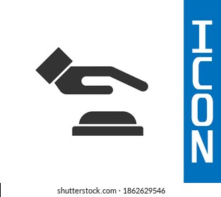 Gray-Palm-Druckerkennungssymbol einzeln auf weißem Hintergrund. Biometrischer Handscan. Fingerabdruck-Identifikation. Systemerkennung und -überprüfung.  Vektorgrafik