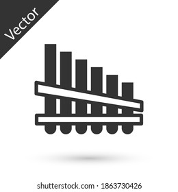 Grey Pan flute icon isolated on white background. Traditional peruvian musical instrument. Zampona. Folk instrument from Peru, Bolivia and Mexico. Vector.