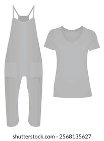 Grey pants and t shirt. vector illustration