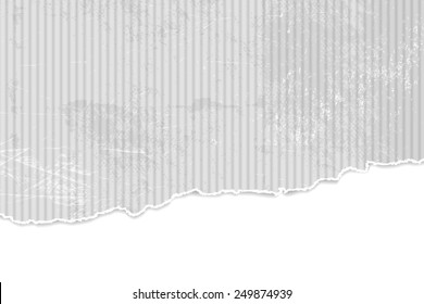 Fondo de papel gris con bordes rotos - textura de cartón ondulado