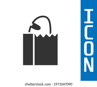Grey Paper bag with bread loaf icon isolated on white background.  Vector