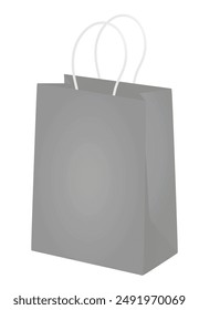 Bolso de papel gris. Ilustración vectorial