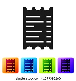 Grey Paper check and financial check icon isolated on white background. Paper print check, shop receipt or bill. Set icon in color square buttons. Vector Illustration