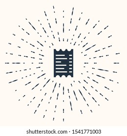 Grey Paper check and financial check icon isolated on beige background. Paper print check, shop receipt or bill. Abstract circle random dots. Vector Illustration