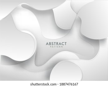 Grey Paper Cut Abstract Fluid Art Background.