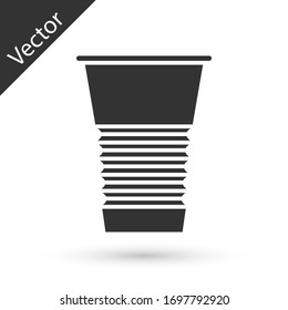 Grey Paper glass icon isolated on white background. Soda drink glass. Fresh cold beverage symbol. Vector Illustration