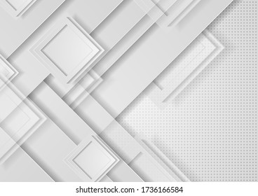 Grey paper hi-tech geometric abstract background with squares. Vector illustration