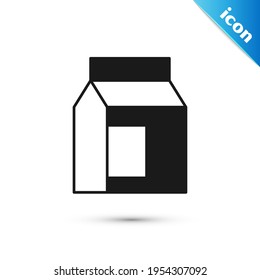 Grey Paper package for milk icon isolated on white background. Milk packet sign.  Vector