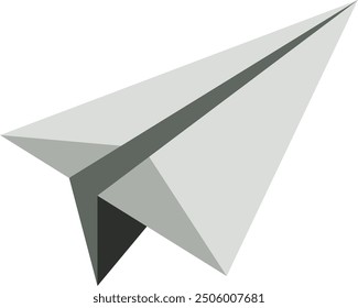 Grey paper plane design 3D vector illustration