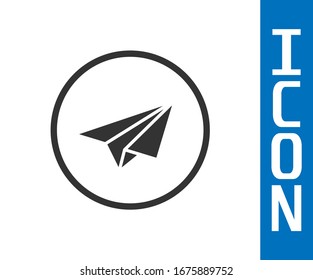 Grey Paper plane icon isolated on white background. Paper airplane icon. Aircraft sign.  Vector Illustration