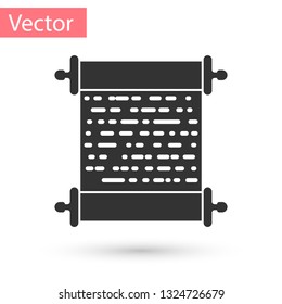 Grey Paper scroll icon isolated on white background. Canvas scroll sign. Vector Illustration