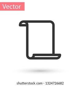 Grey Paper scroll icon isolated on white background. Canvas scroll sign. Vector Illustration