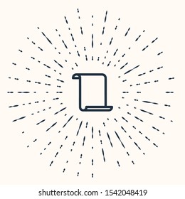 Grey Paper scroll icon isolated on beige background. Canvas scroll sign. Abstract circle random dots. Vector Illustration