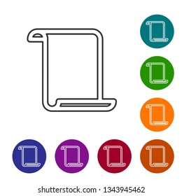 Grey Paper scroll line icon isolated on white background. Canvas scroll sign. Vector Illustration