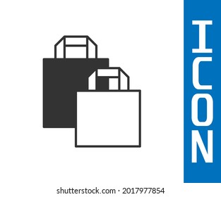 Grey Paper shopping bag icon isolated on white background. Package sign.  Vector